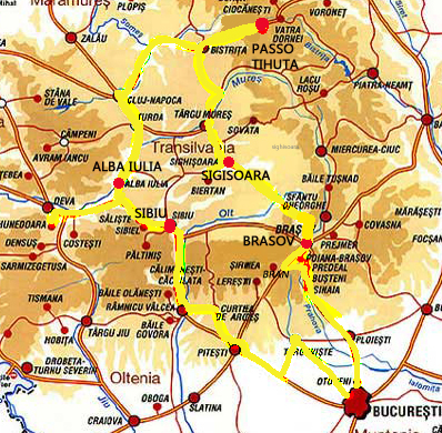 mappa tour Dracula incontra Vlad l' impalatore